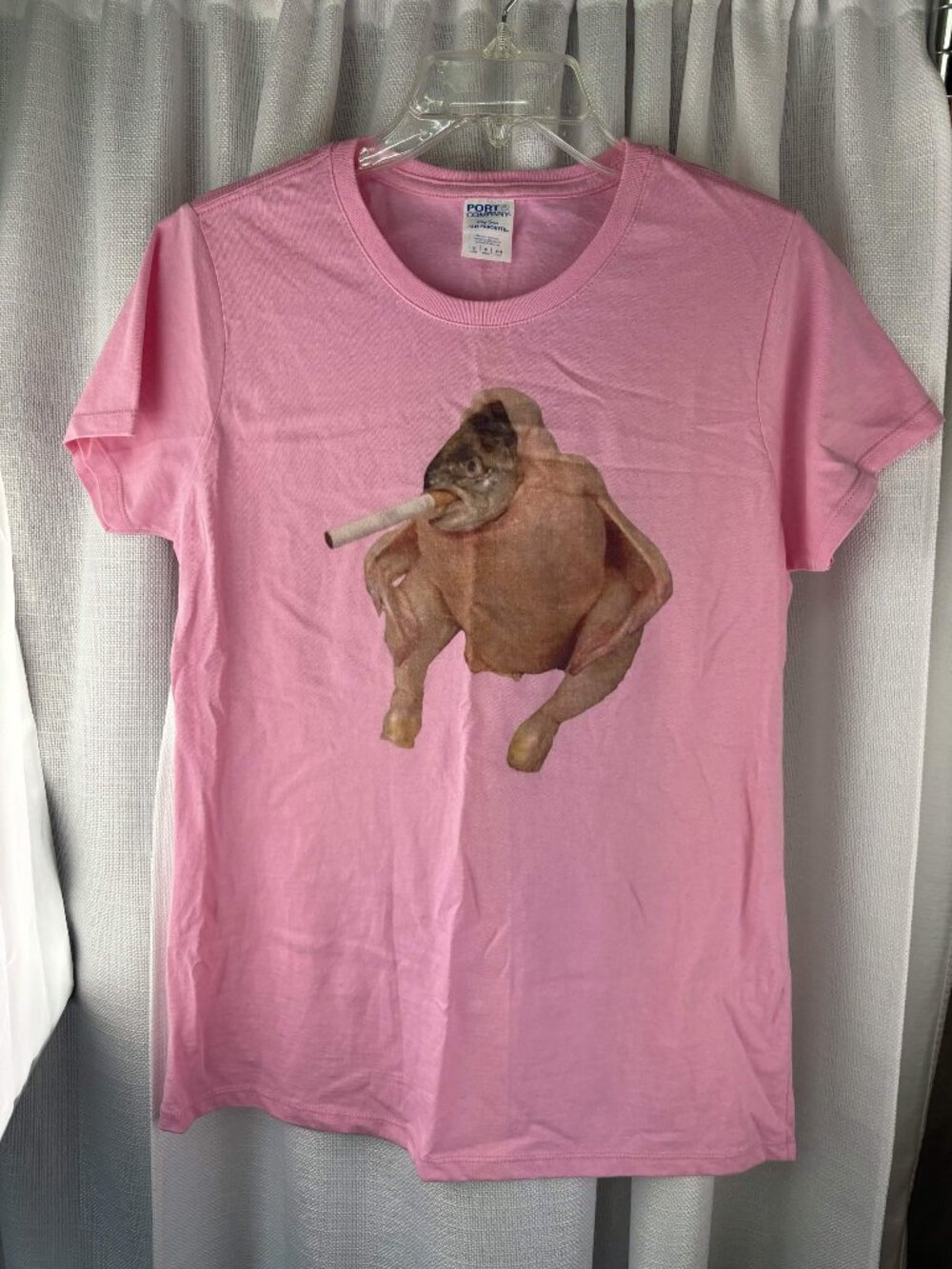 Buff Fish Smoking Meme T-Shirt Size Small Pink NWOT Womens Funny Custom Print